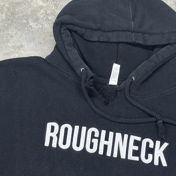 Roughneck Unisex 2XL Black White Hoodie Sweatshirt Cut Worn Look Drawstring - Picture 2 of 7